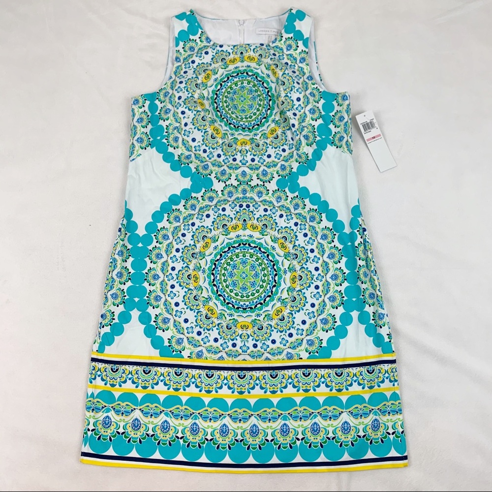 London Times New Women's sleeveless flower border shift dress size 4
